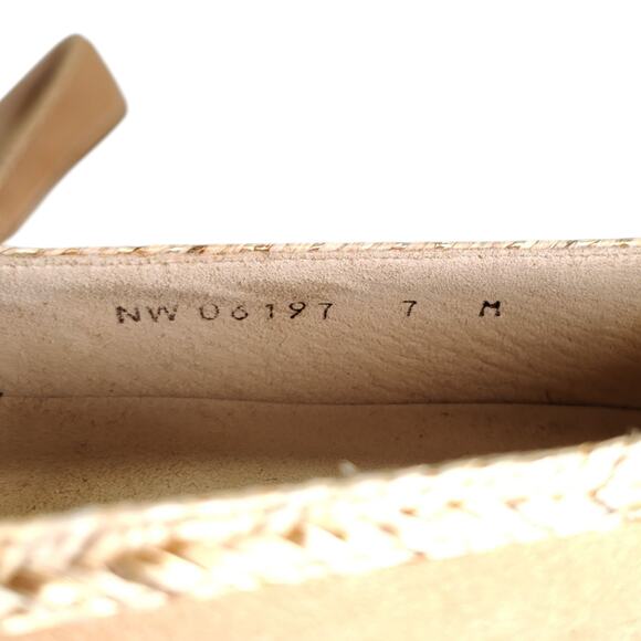 Stuart Weitzman Beige Nubuck Espadrille Flats 7 Braided Trim Cap Toe Spain - Picture 6 of 15